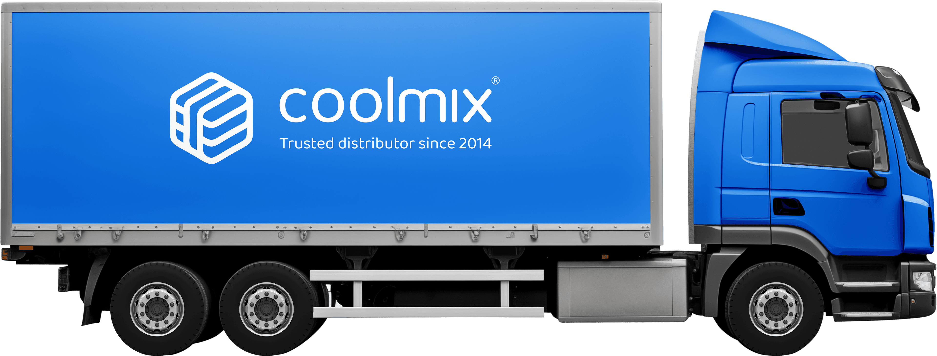 Blue Coolmix delivery truck
